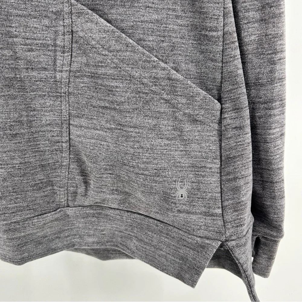 Spyder Active Hoodie Womens XL‎ Gray Fleece Thumbhole Pullover Cozy Cabincore